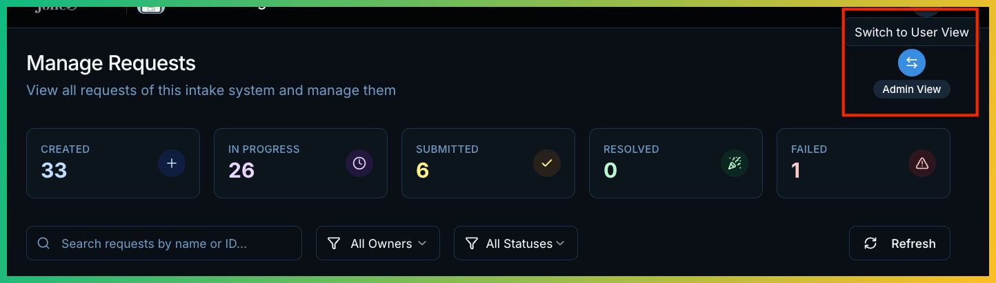 Admin View Switching