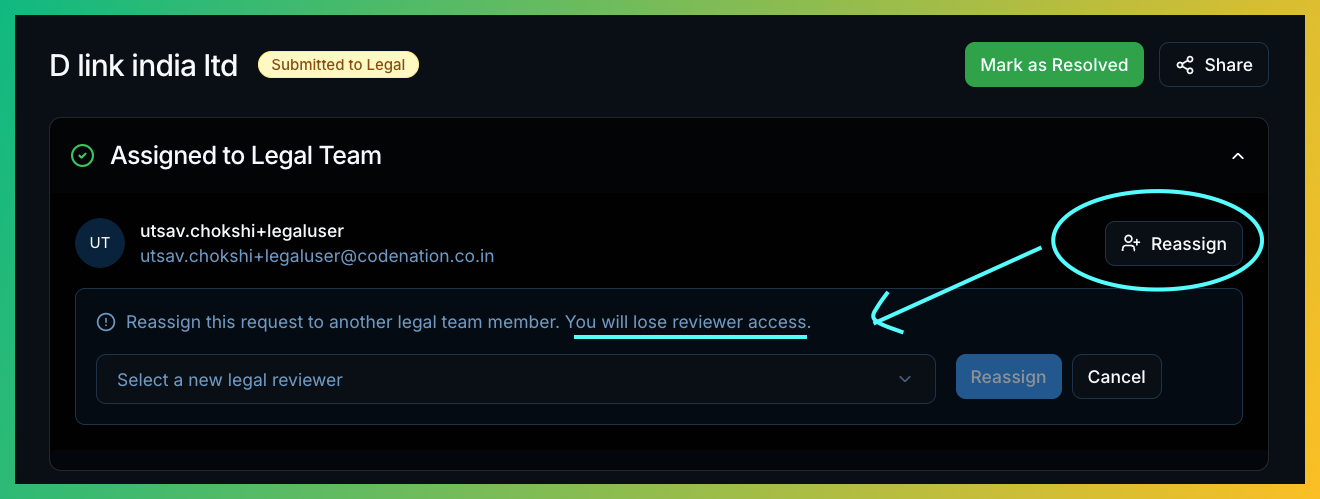 Request Re-assignment
