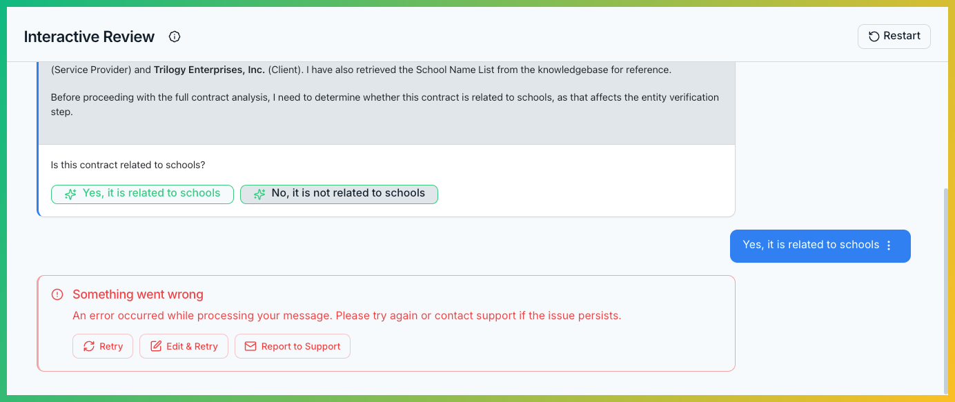 Interactive review recovery